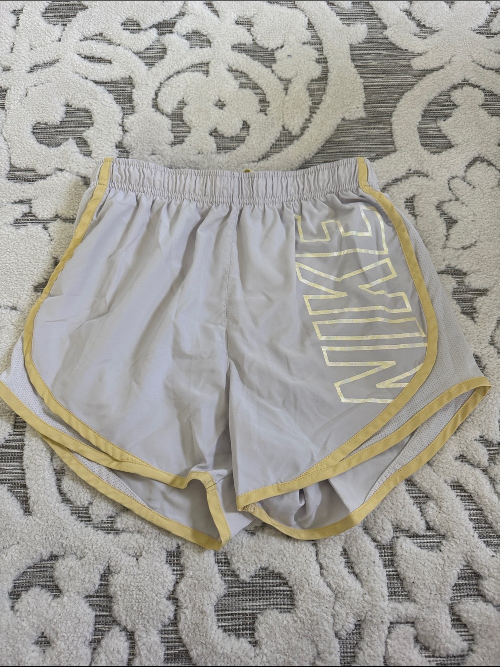 Nike Women's White and Yellow Running Shorts